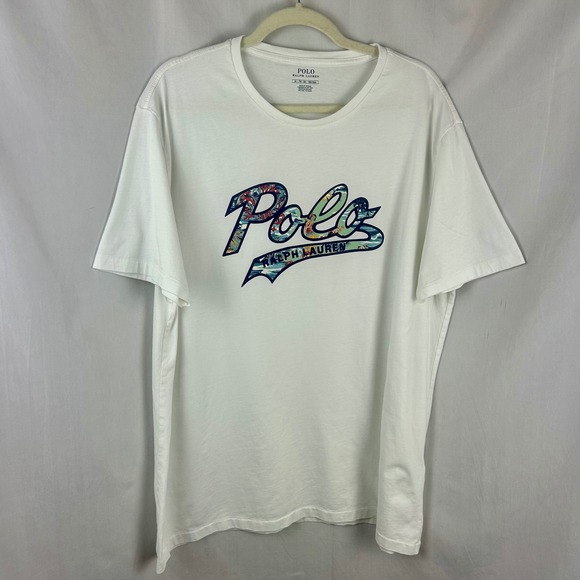 Polo Ralph Lauren Men's White Graphic Logo TShirt XL Tropical‎ Island Print - Picture 2 of 8